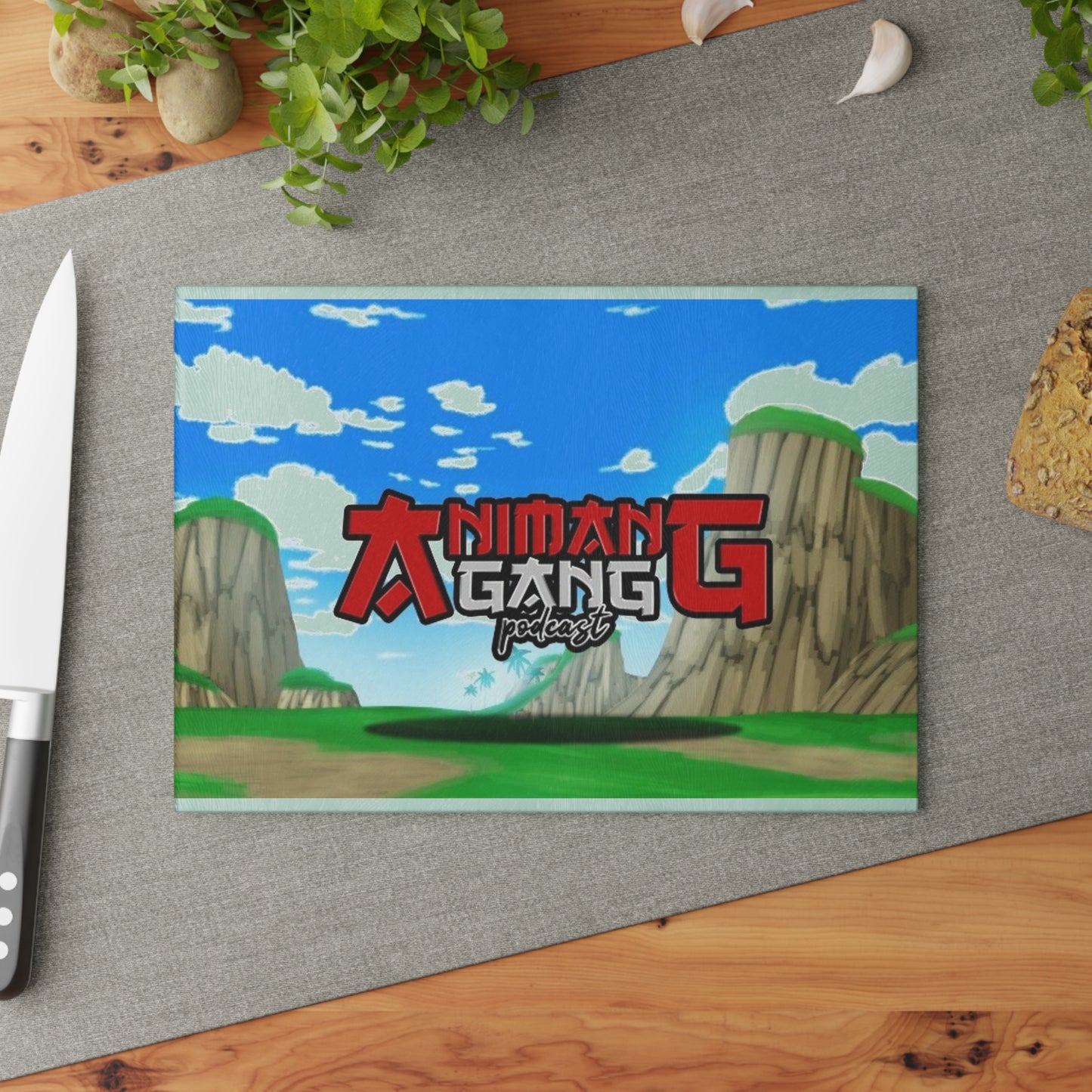 Animang Gang Glass Cutting Board! Kitchen Décor, Gift for Chefs, Anime Fans, Cooking Enthusiast, Unique Kitchen Gift